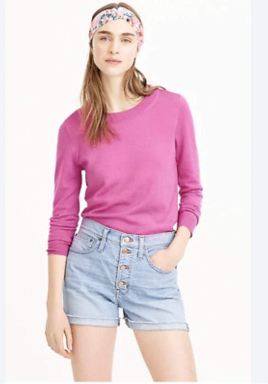 J.Crew Pink 100% Merino Wool Lightweight Crewneck Sweater Size M